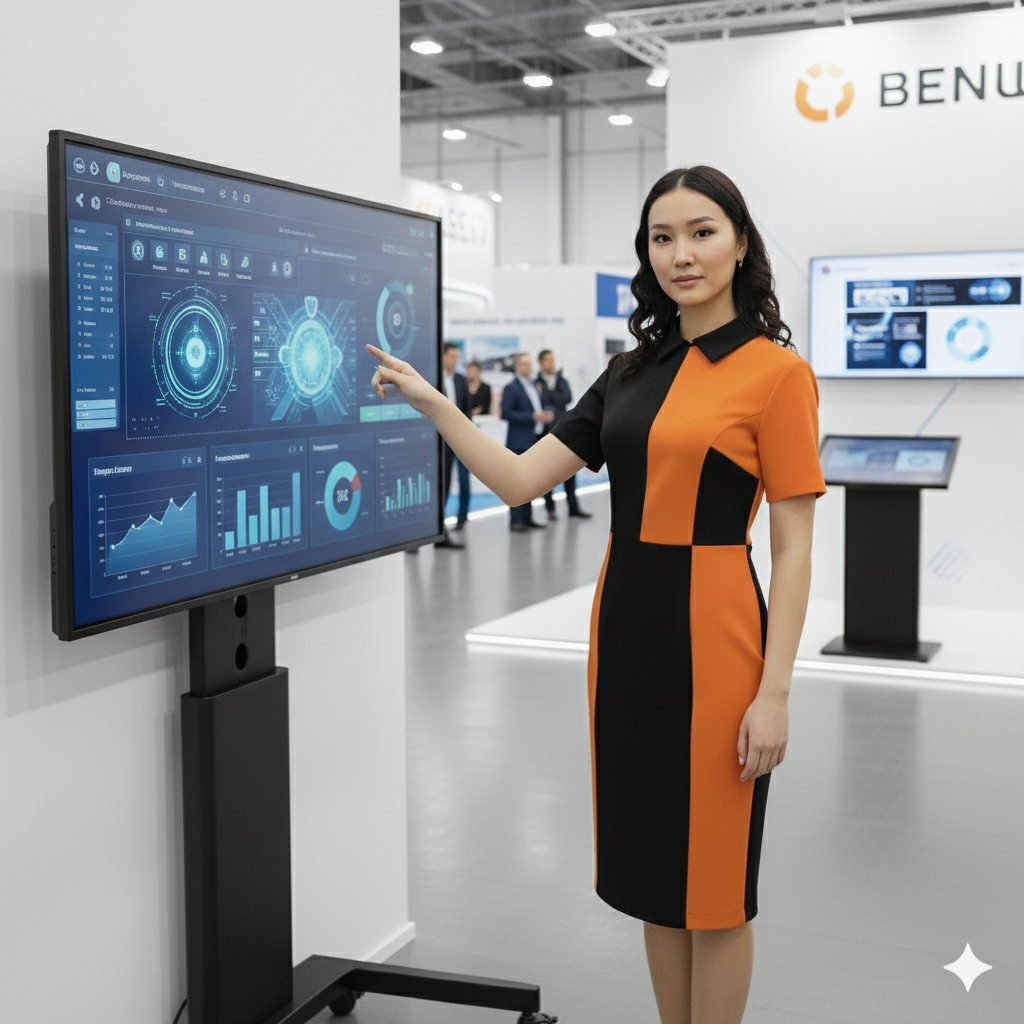 Аренда интерактивной панели на мобильной стойке в Астане для мероприятия