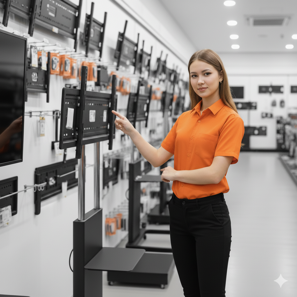 Мобильная стойка и настенные кронштейны для ТВ в Алматы