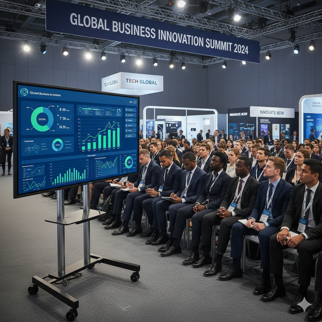 Две большие интерактивные панели на сцене бизнес-форума