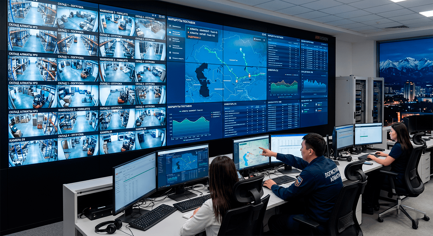 Видеостена Hikvision для центра управления логистикой в Жетысуском районе