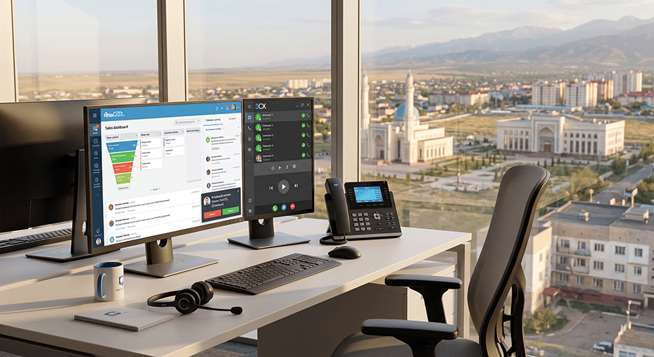 Связка IP-телефонии с AmoCRM в Каскелене